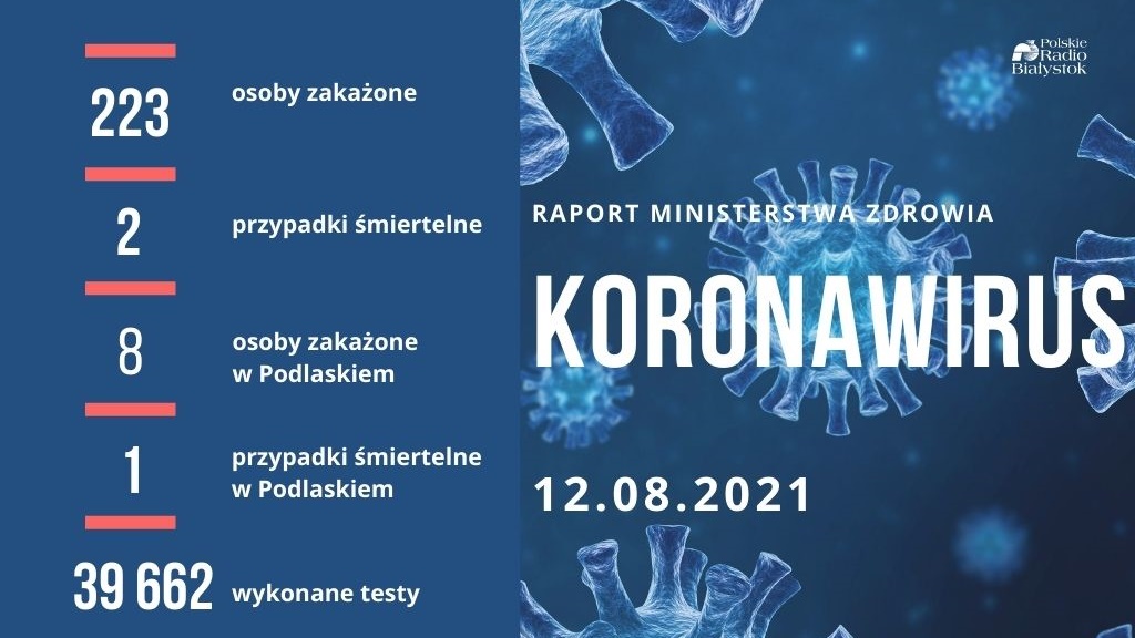 Ponad 220 nowych przypadków zakażenia koronawirusem, w tym 8 w Podlaskiem