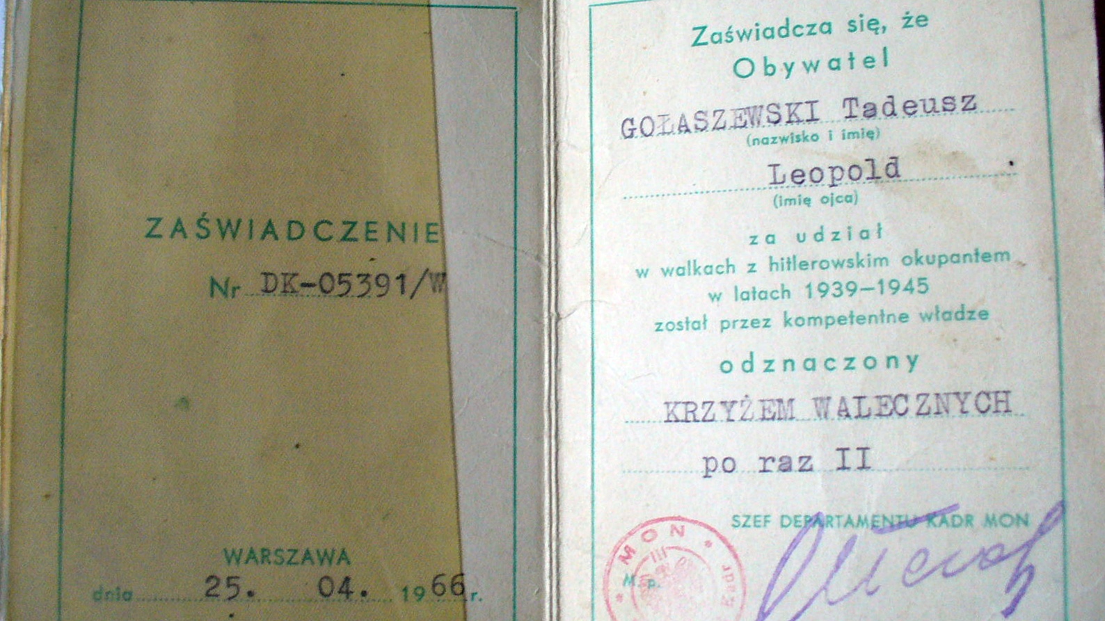 "Kawaler Orderu Virtuti Militari" - reportaż Jana Smyka