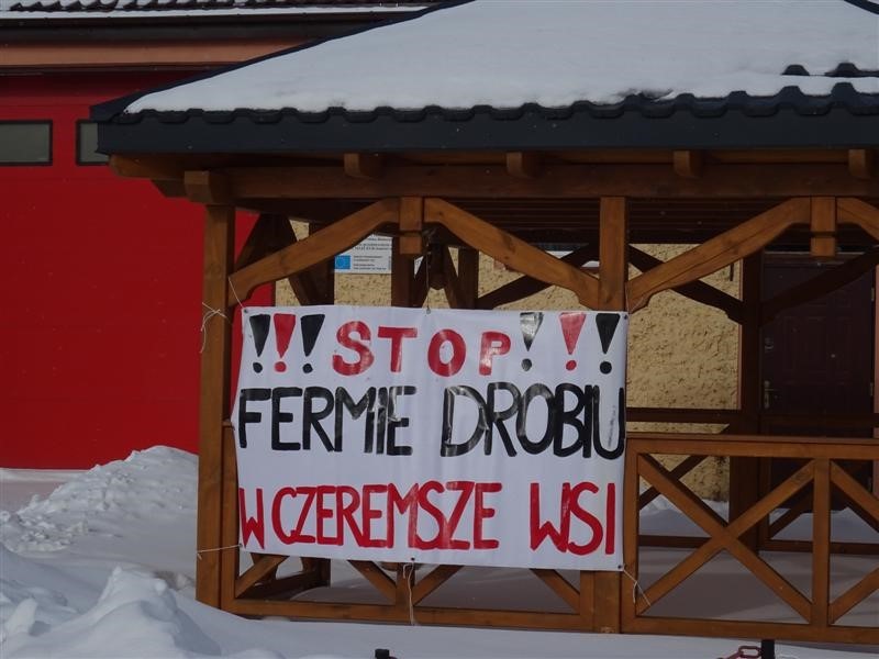 Protest przeciwko fermie drobiu w Czeremsze Wsi 15.02.2021