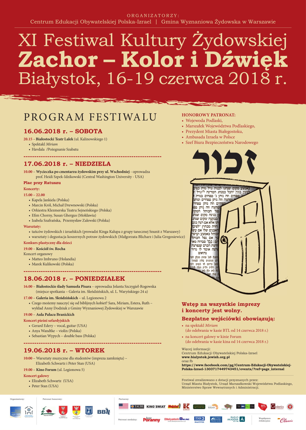 XI Festiwal Kultury Żydowskiej "Zachor - Kolor i Dźwięk"