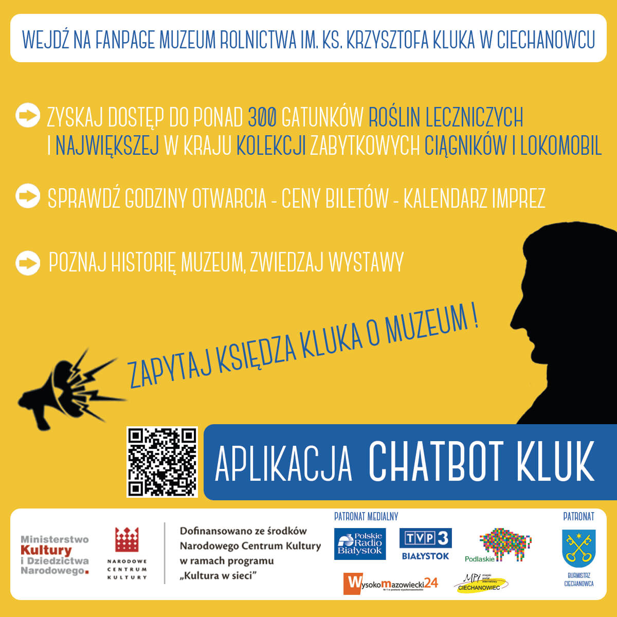 Aplikacji Chatbot Kluk odpowie na pytania dotyczące Muzeum Rolnictwa w Ciechanowcu
