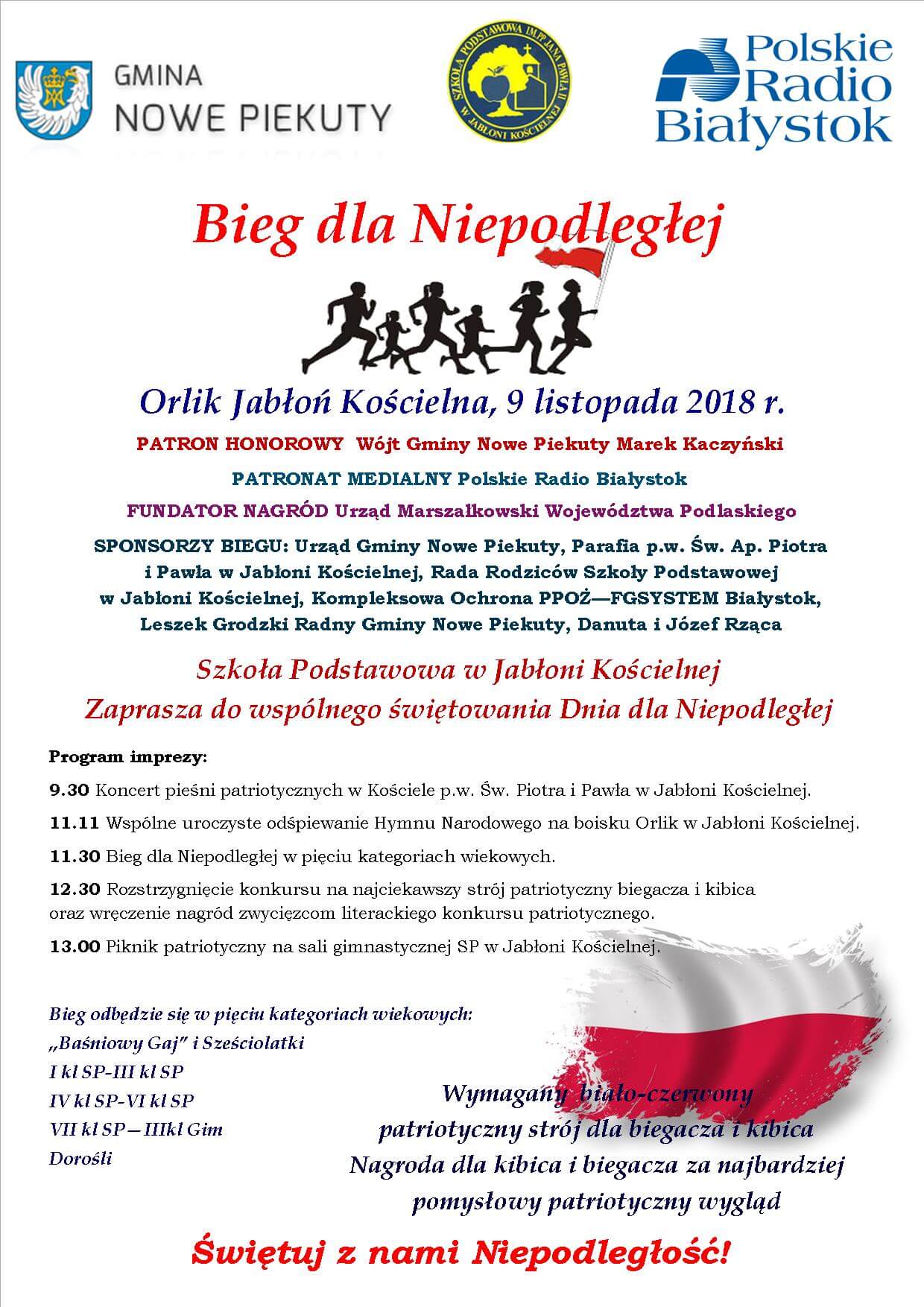 Bieg dla Niepodległej w Jabłoni Kościelnej