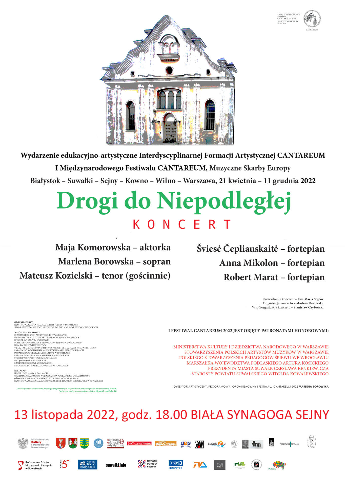 I Międzynarodowy Festiwal CANTAREUM 2022 - koncerty w listopadzie i grudniu