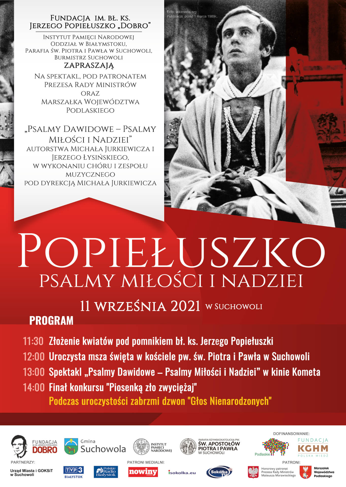 Uroczystości upamiętniające bł. ks. Jerzego Popiełuszkę w 74. rocznicę jego urodzin