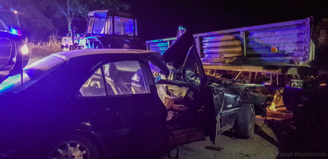 Wypadek w Bronakach Pietraszych koło Jedwabnego - ranne 2 osoby