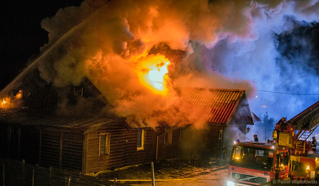 Pożar obiektu hotelowego w Kisielnicy koło Łomży