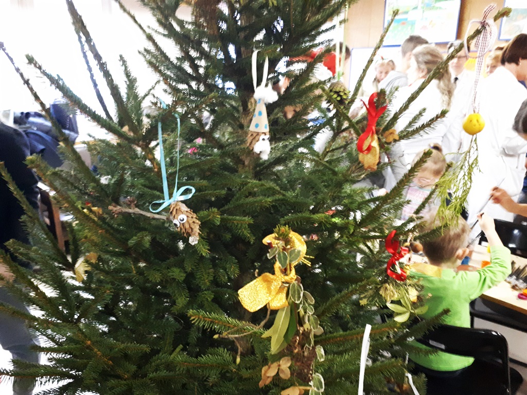 Leśnicy przywieźli świerki, a mali pacjenci przygotowali ozdoby - spotkanie edukacyjne w białostockim DSK