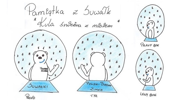 Kula śnieżna z misiem będzie promować Suwałki