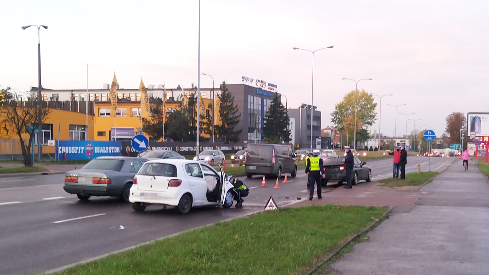 Potrącenie policjantki na ul. Kopernika w Białymstoku