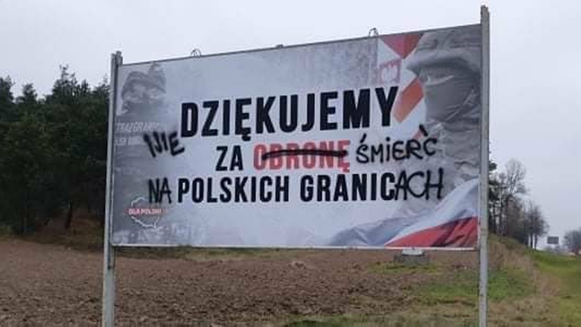 Nieznani sprawcy zniszczyli baner poświęcony służbom chroniącym granice