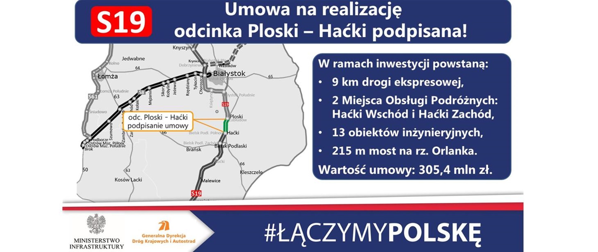 Podpisano umowę na projekt i budowę odcinka Ploski-Haćki S19