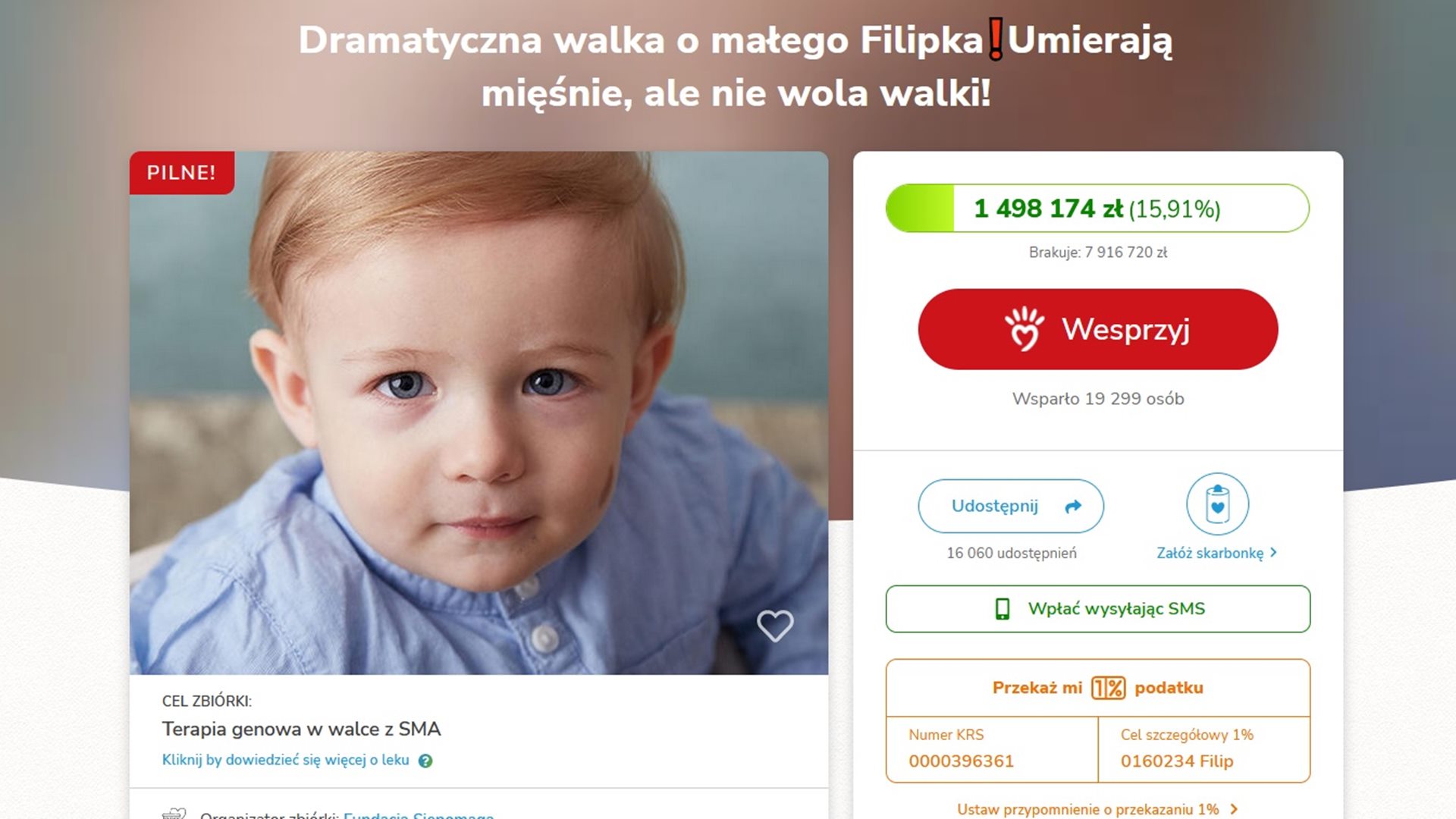 Można wspomóc chorego Filipka z Łomży - trwa zbiórka złomu