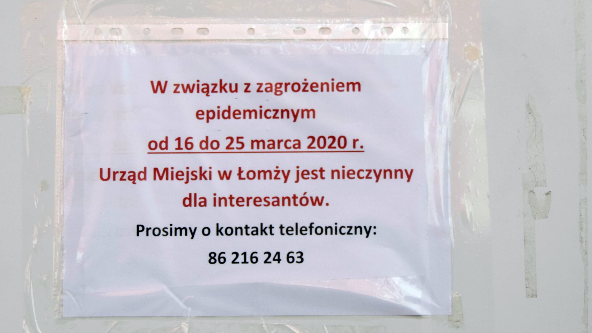 UM w Łomży nie przyjmuje interesantów do 25 marca