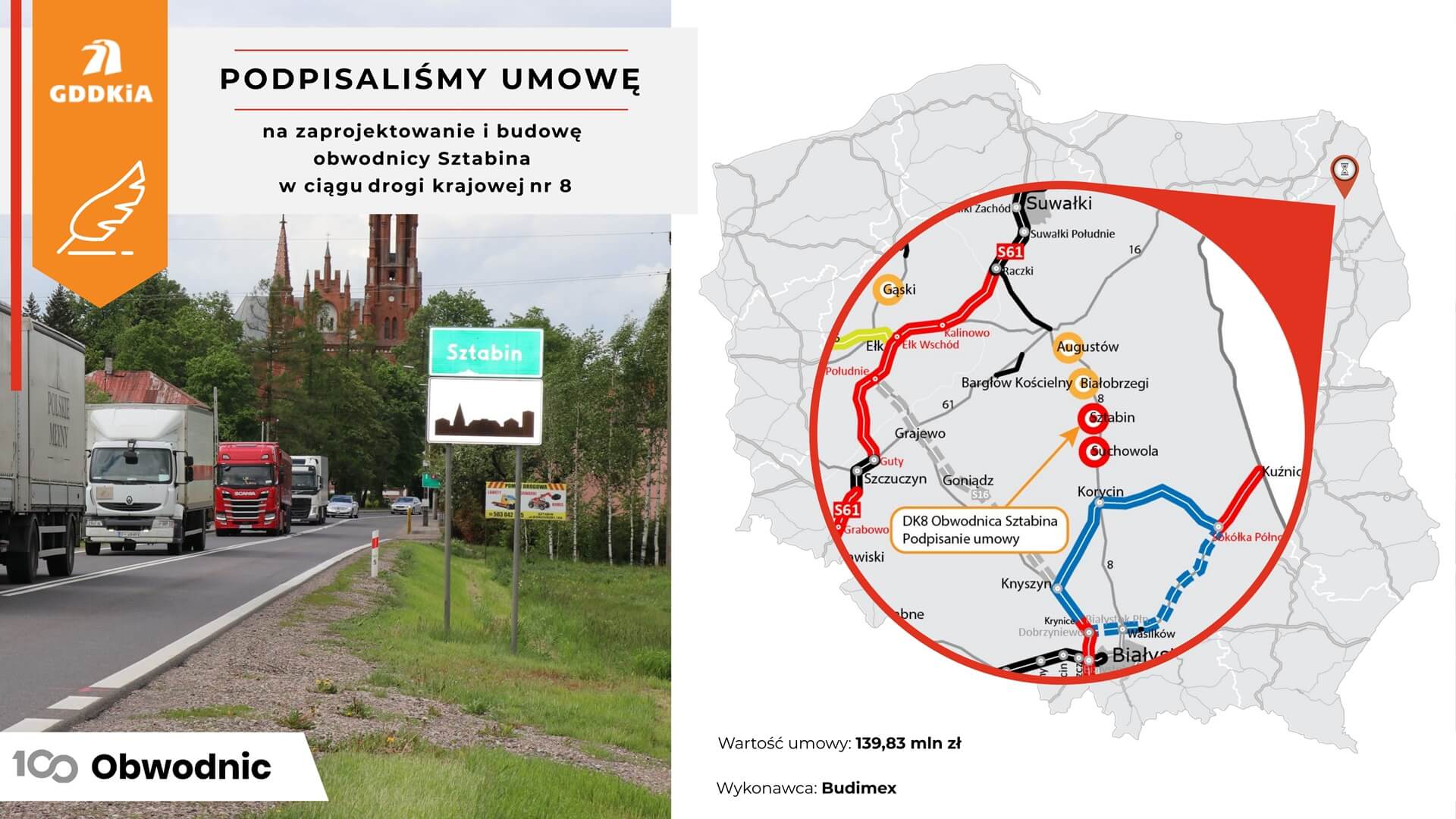 Podpisano umowę ws. budowy obwodnicy Sztabina