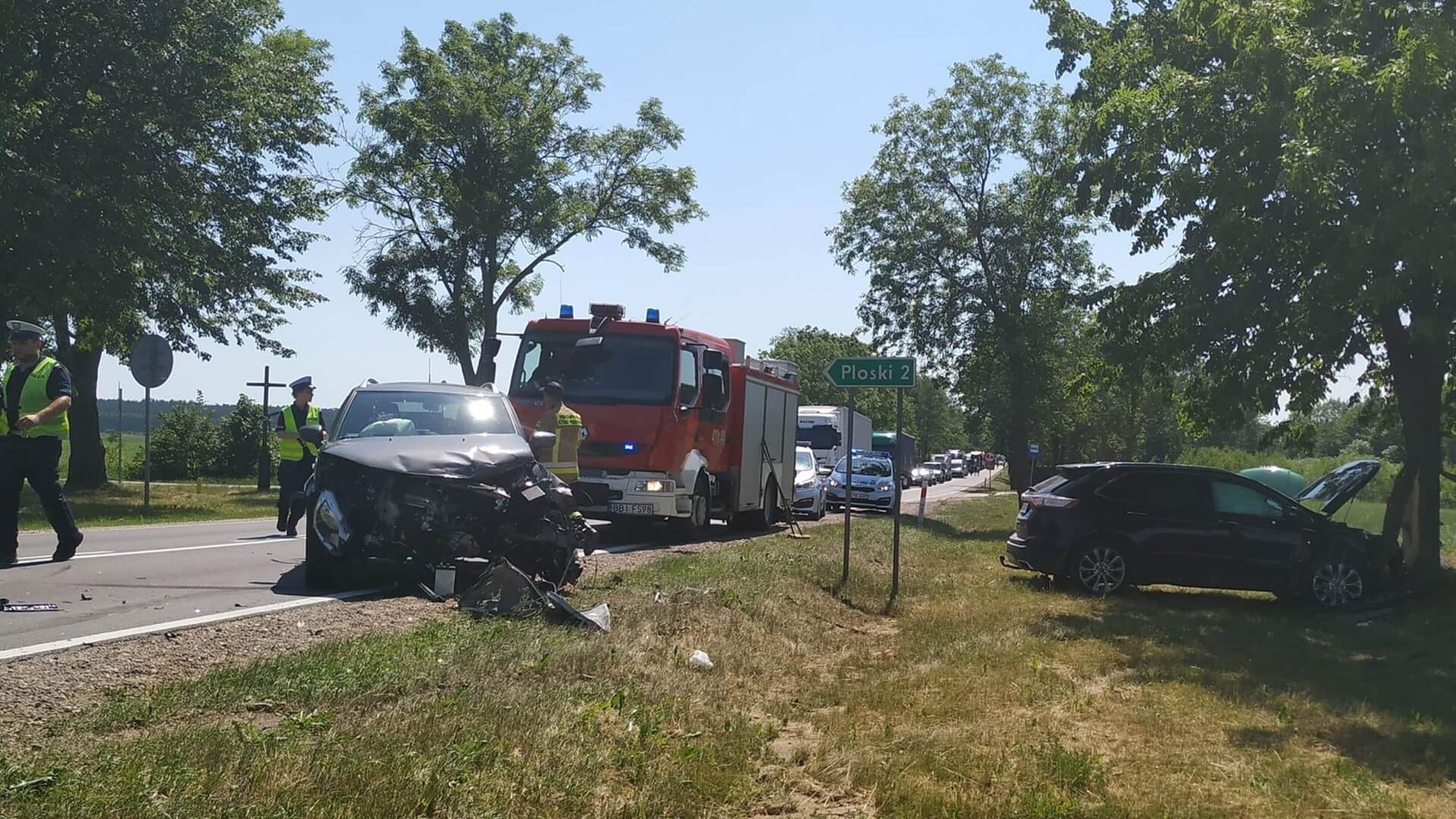 Po zderzeniu czterech samochodów były utrudnienia na drodze krajowej nr 19 w okolicach Plosek