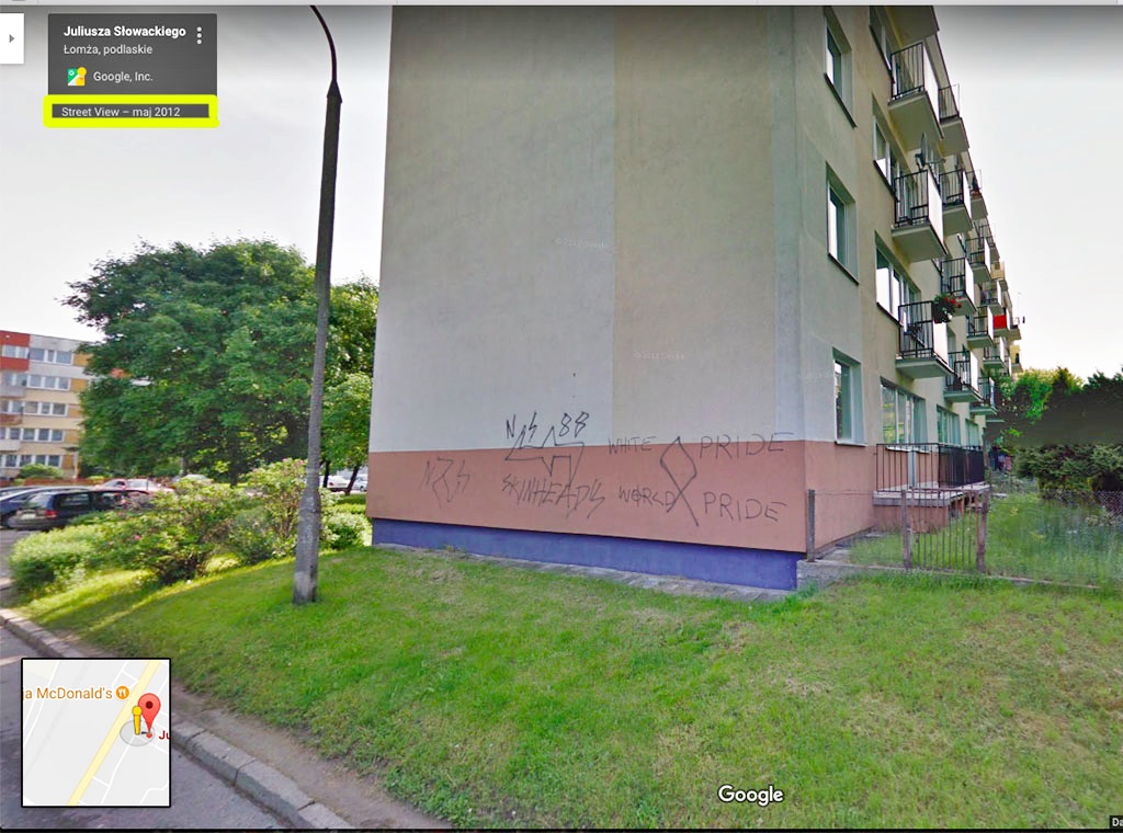 Rasistowskie napisy na jednym z bloków mieszkalnych w Łomży mogły powstać nawet 5 lat temu
