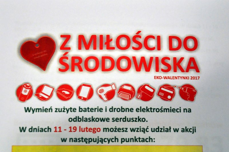 Eko-Walentynki 2017. Odblaskowe serduszko za zużyte baterie i drobne elektrośmieci