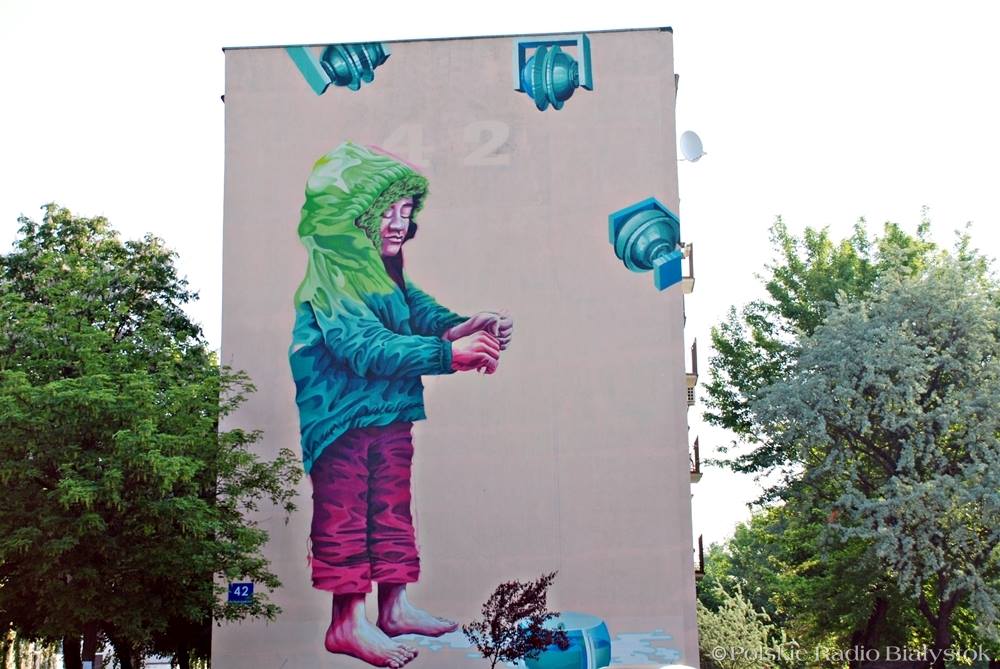 Chłopiec z wędką - to najnowszy mural w Białymstoku