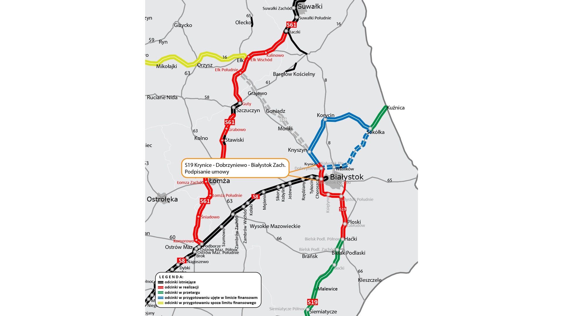 Jest umowa na budowę odcinka Krynice-Dobrzyniewo-Białystok Zachód trasy S19