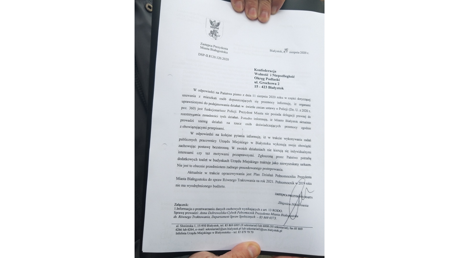 Działacze Konfederacji chcą wiedzieć, czym w Białymstoku zajmuje się pełnomocnik ds. równego traktowania