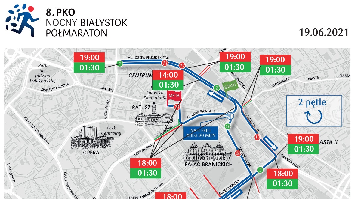 W weekend 8 PKO Nocny Białystok Półmaraton - część ulic zamknięta [lista i mapy utrudnień]
