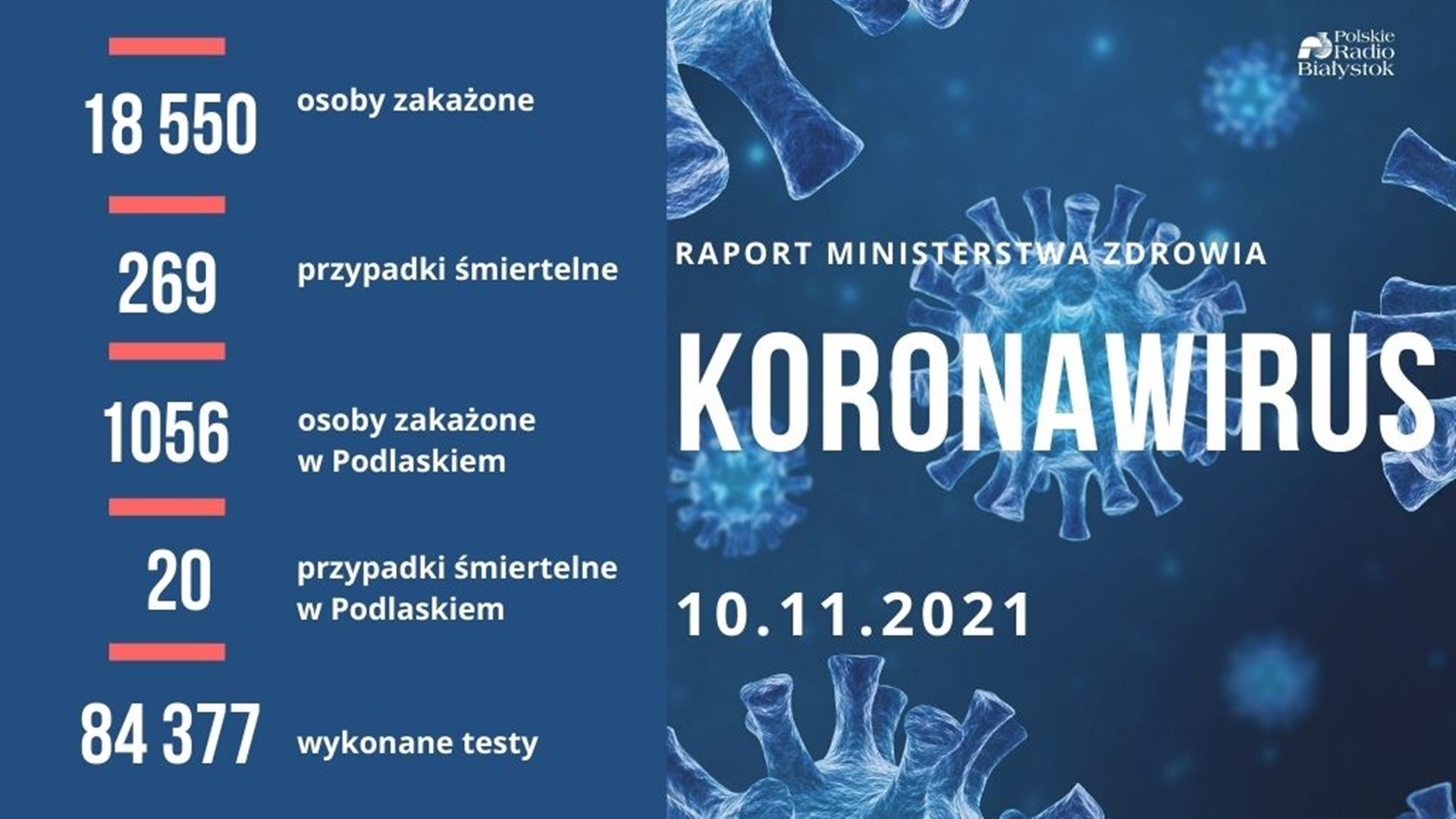 Raport zakażeń - 10 listopada 2021 r.