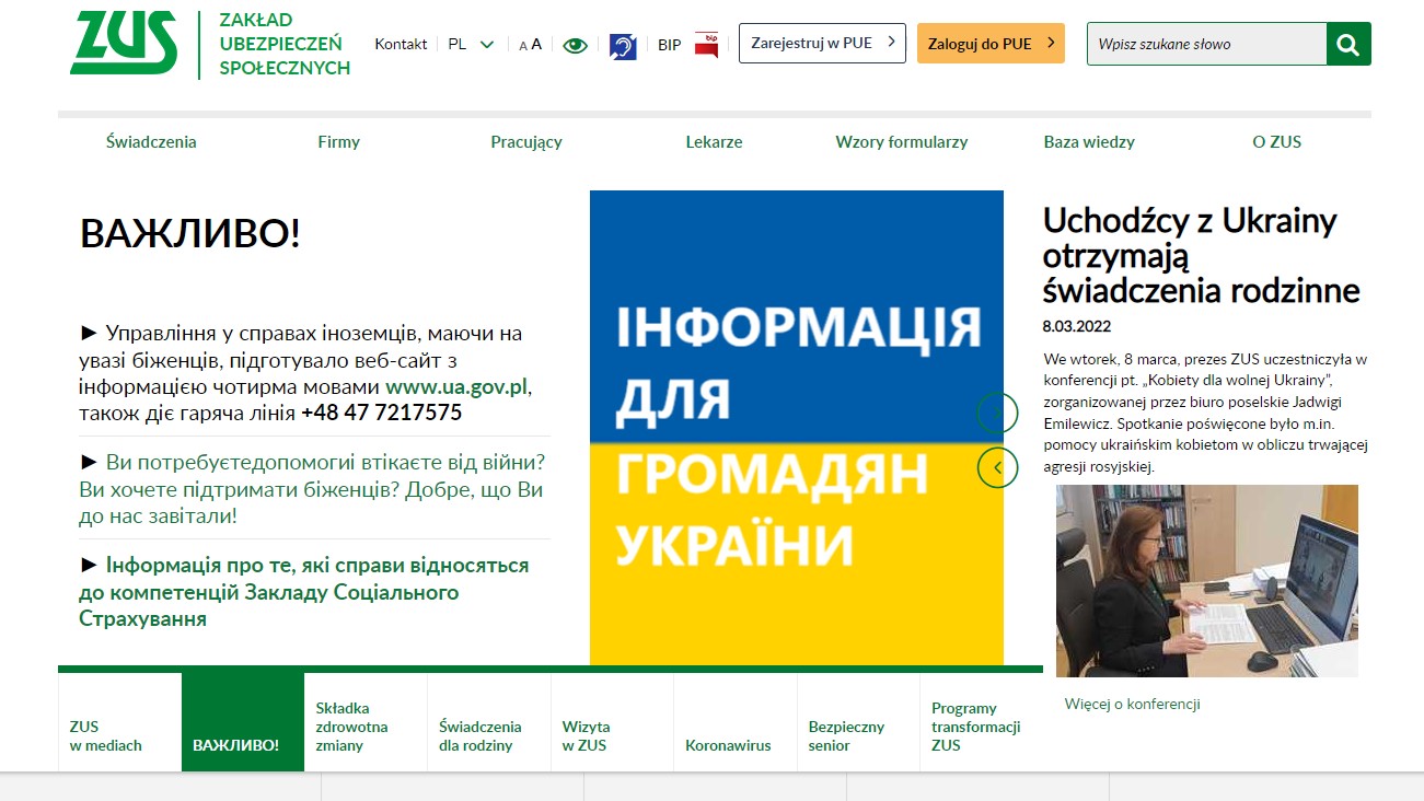 Uchodźcy z Ukrainy uzyskają dostęp do świadczeń