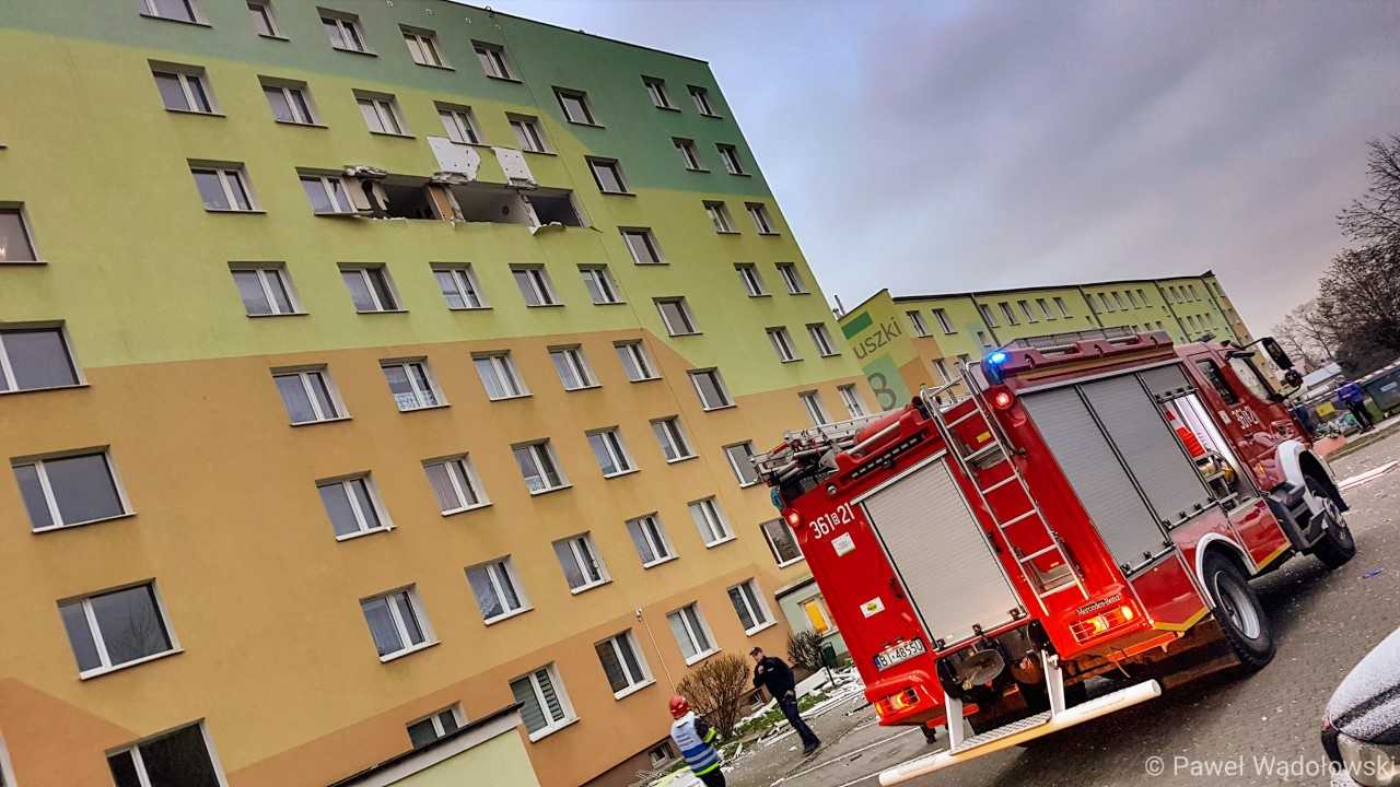 Wybuch gazu w bloku przy ulicy Moniuszki w Łomży