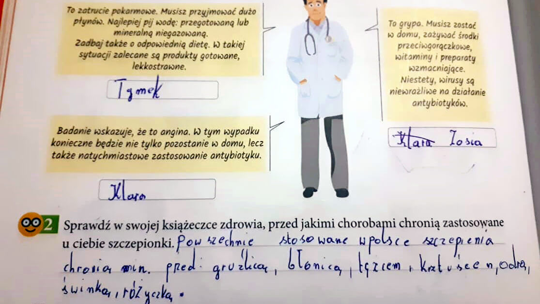 Kontrowersyjne zadanie o szczepionkach w podręczniku do podstawówki