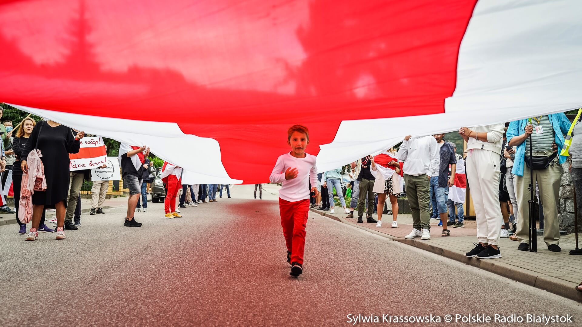 Marsz w rocznicę sfałszowanych wyborów na Białorusi 09.08.2021