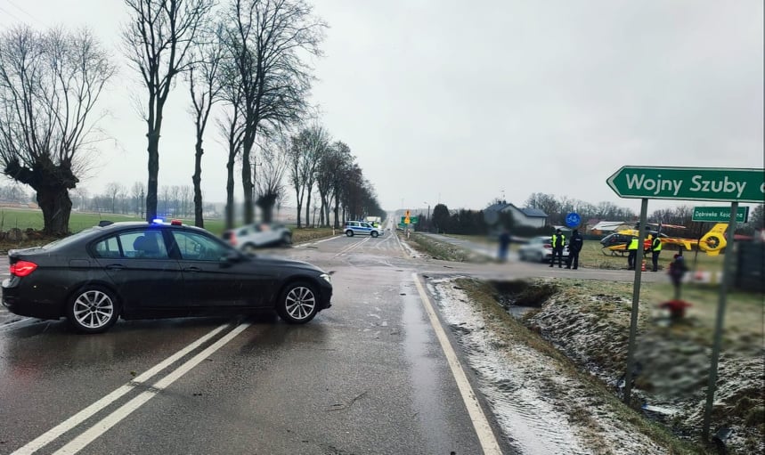Wypadek na trasie Brańsk - Wysokie Mazowieckie. Cztery osoby w szpitalu