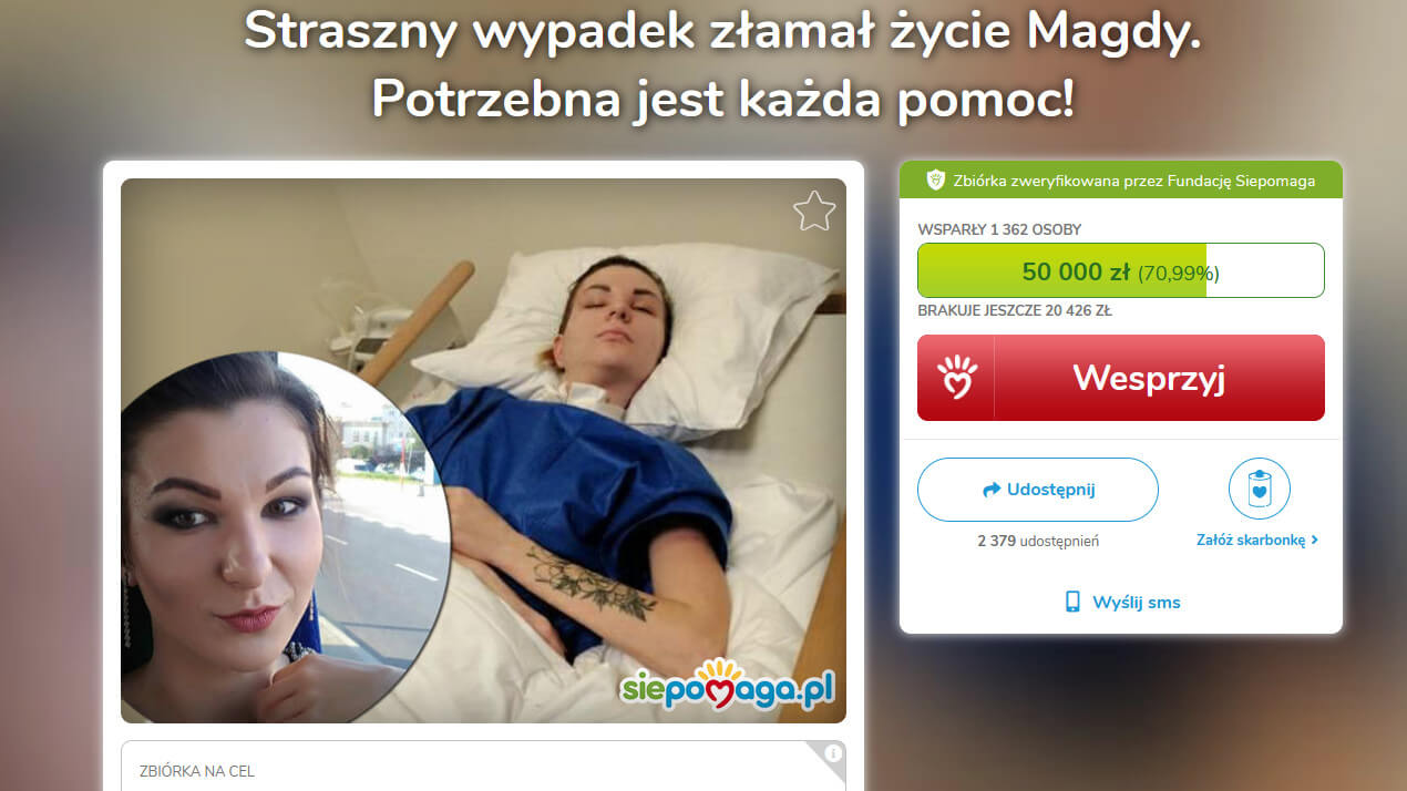 Pomagała innym, teraz sama potrzebuje wsparcia - 23-latka z Białegostoku wymaga kosztownej rehabilitacji