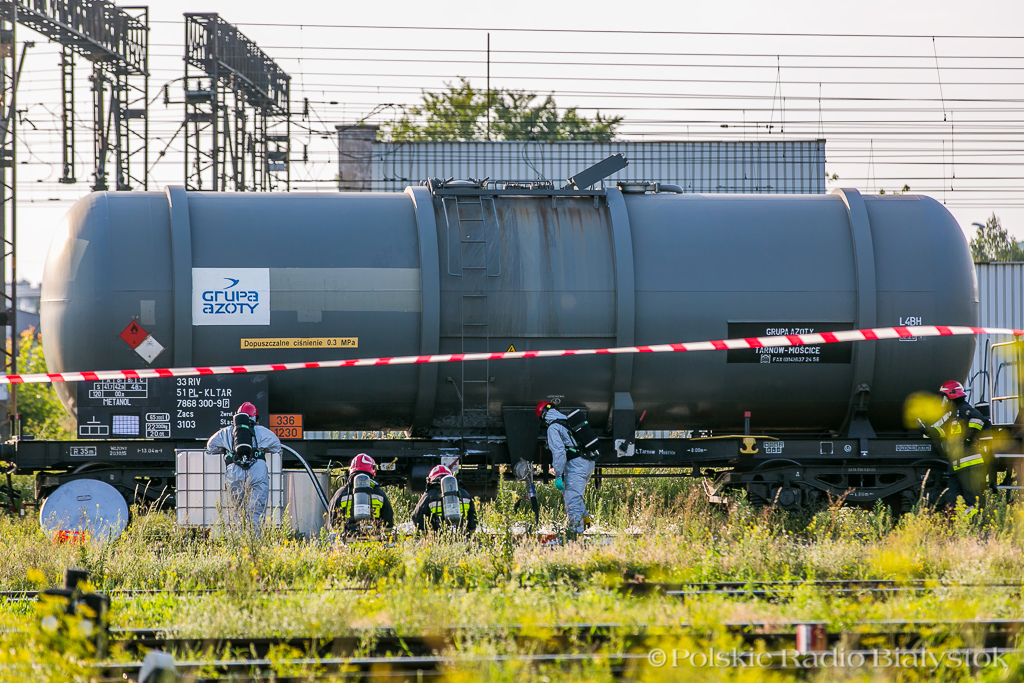 Rozszczelnienie cysterny na bocznicy kolejowej w Białymstoku