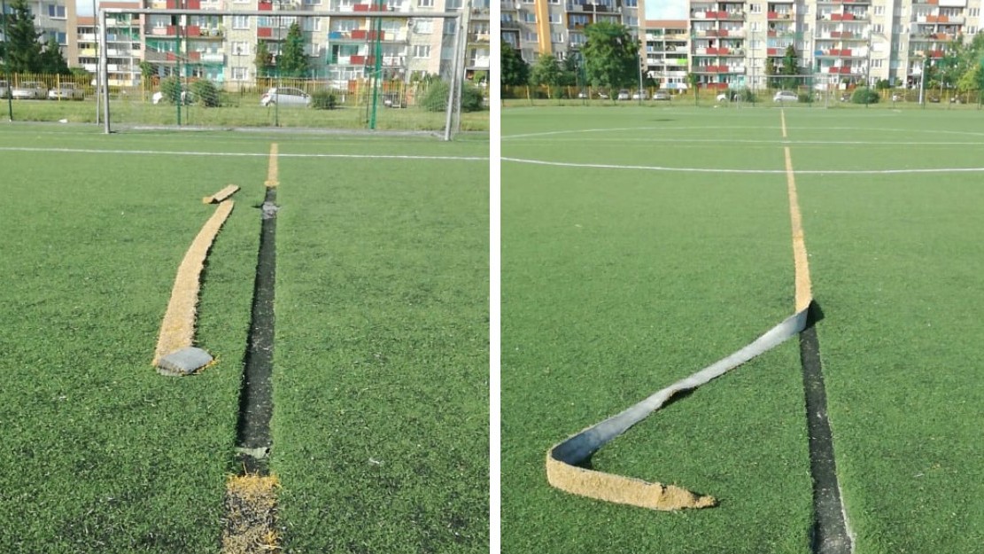 Boisko przy Szkole Podstawowej nr 7 w Suwałkach jest w opłakanym stanie