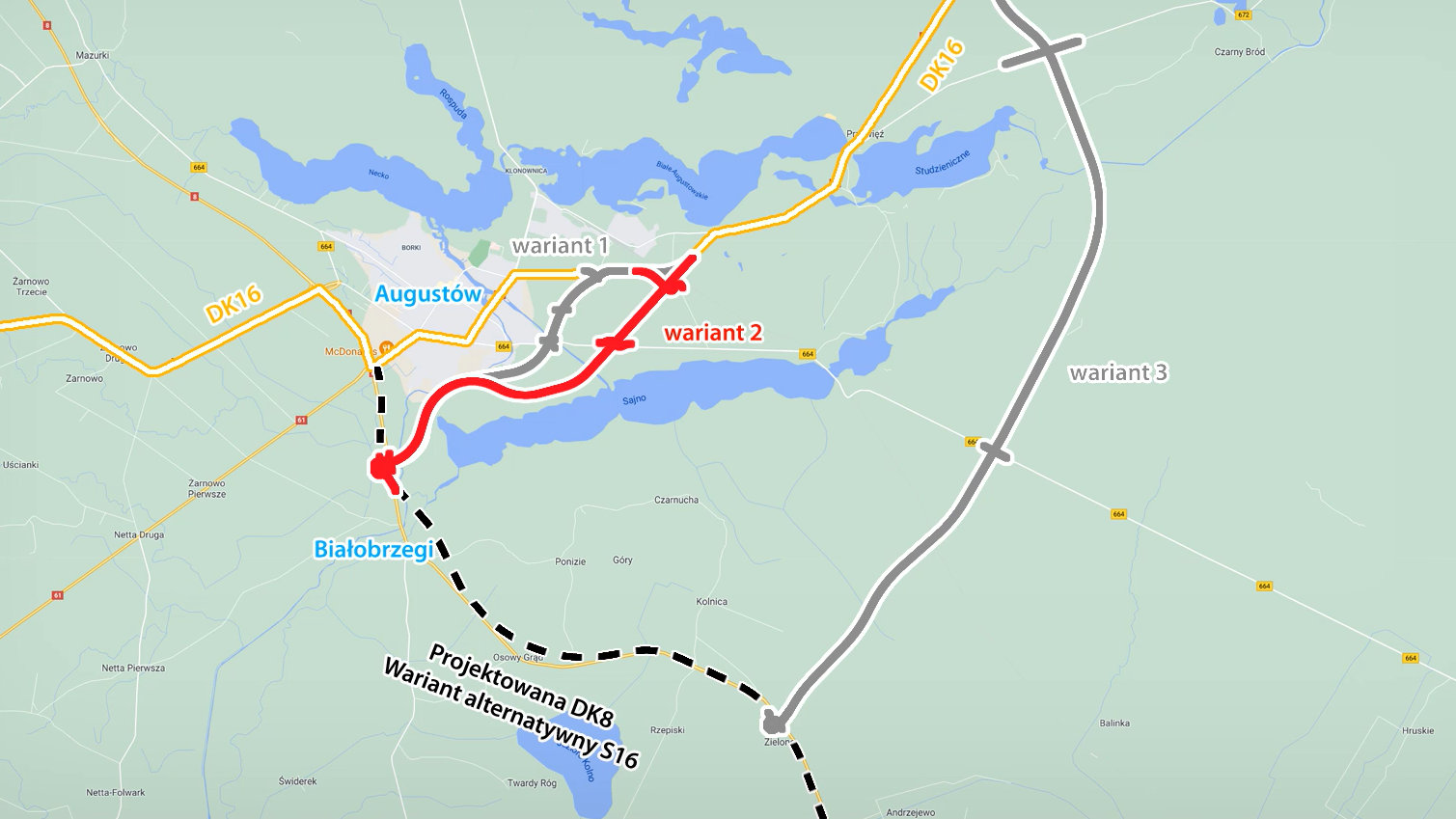 Drugi wariant południowo-wschodniej obwodnicy Augustowa jest najkorzystniejszy spośród trzech obecnie rozpatrywanych