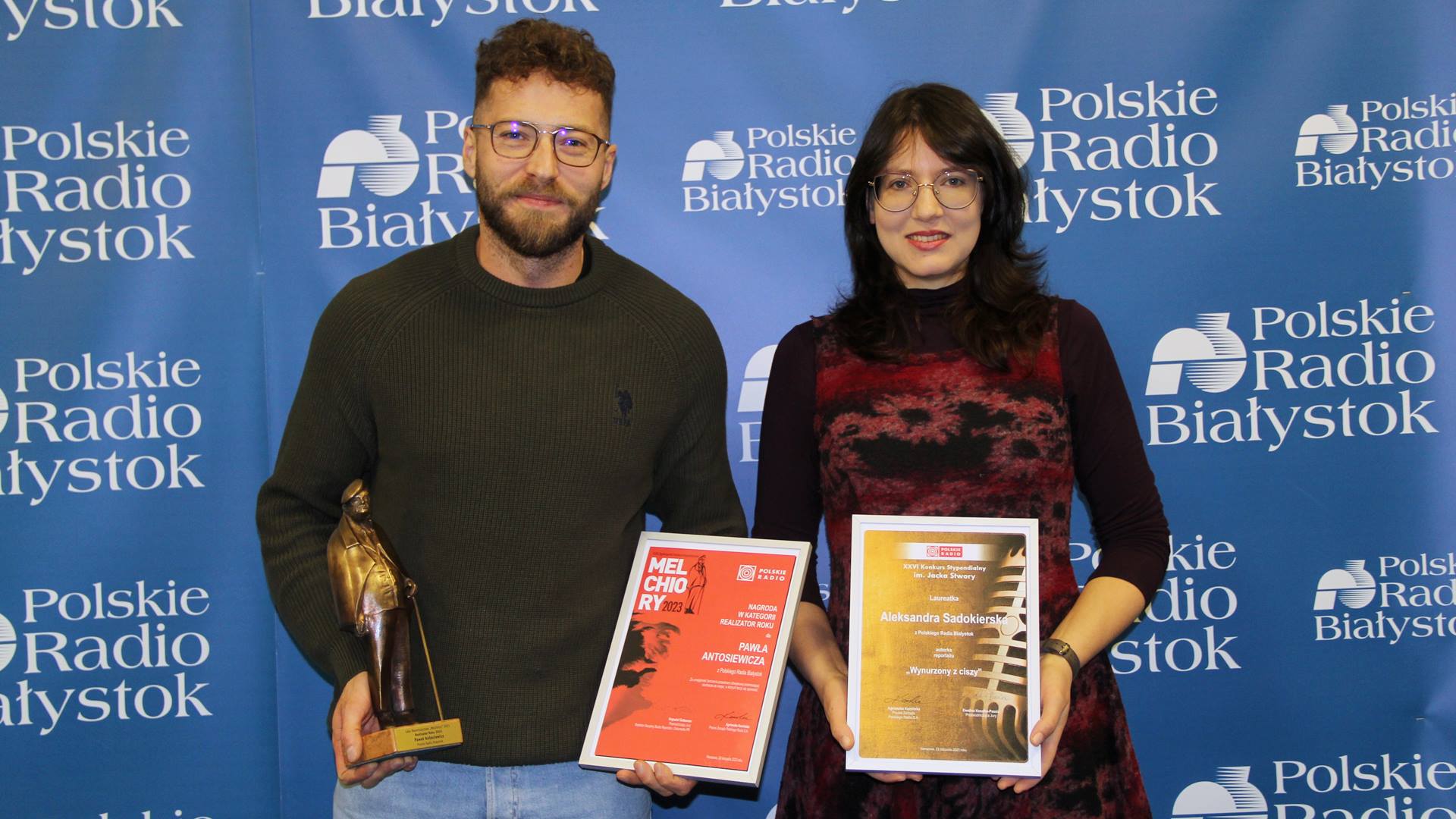 Paweł Antosiewicz i Aleksandra Sadokierska z Radia Białystok nagrodzeni na gali rozdania Melchiorów