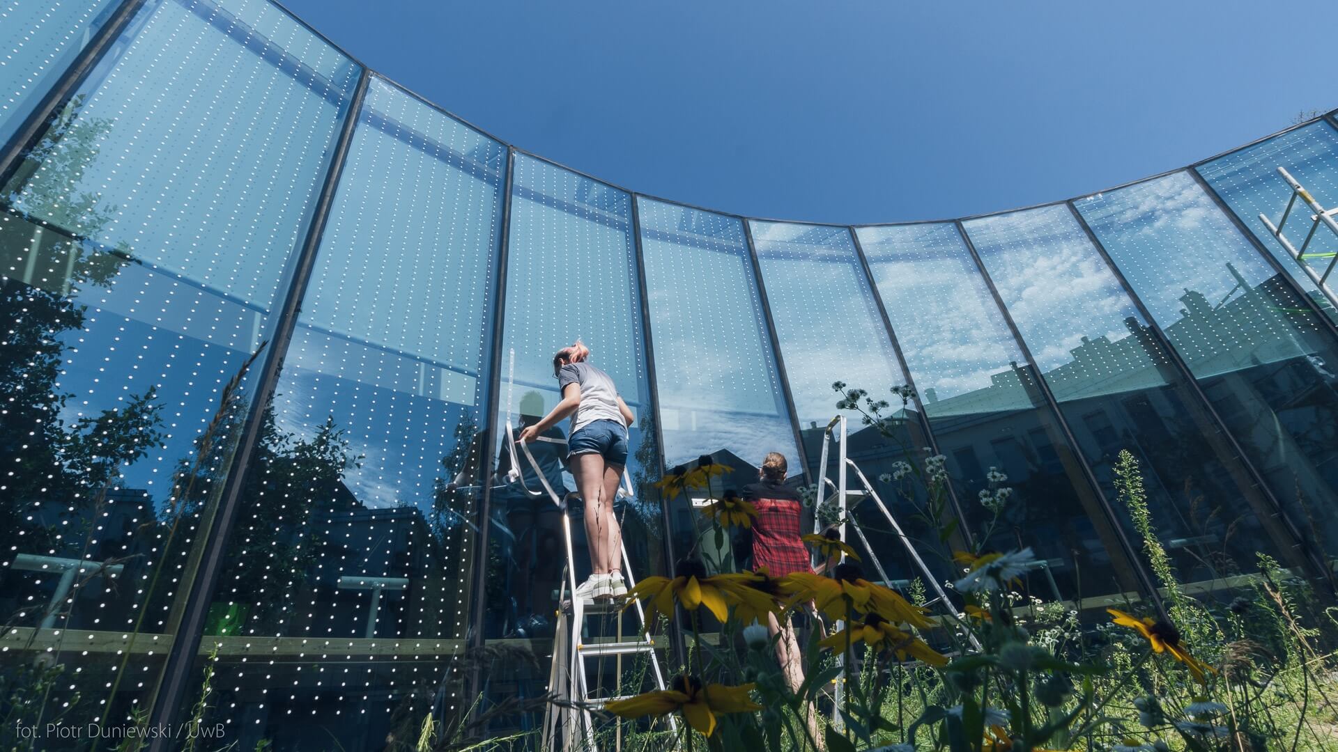 Na kampusie UwB powstały kolejne szklane powierzchnie "w kropki", by ograniczyć kolizje ptaków
