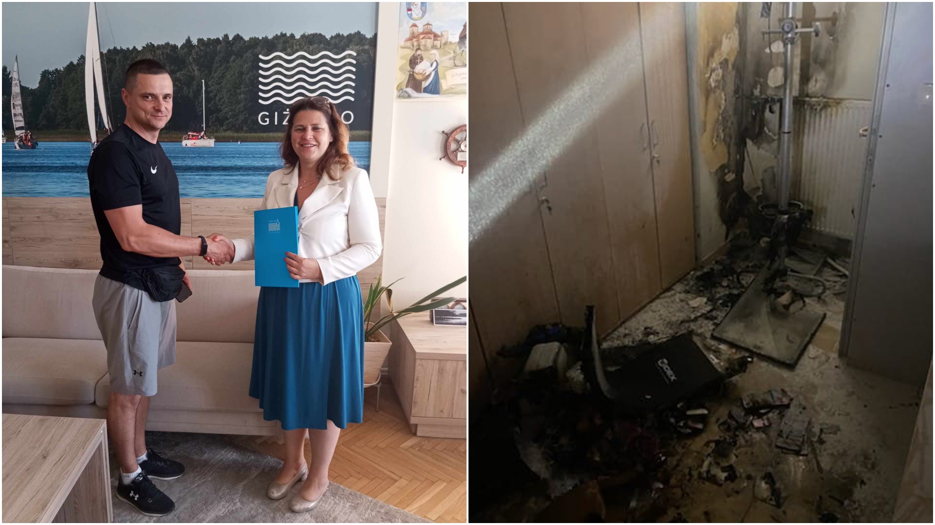 Białostocki policjant ugasił pożar w giżyckiej przychodni