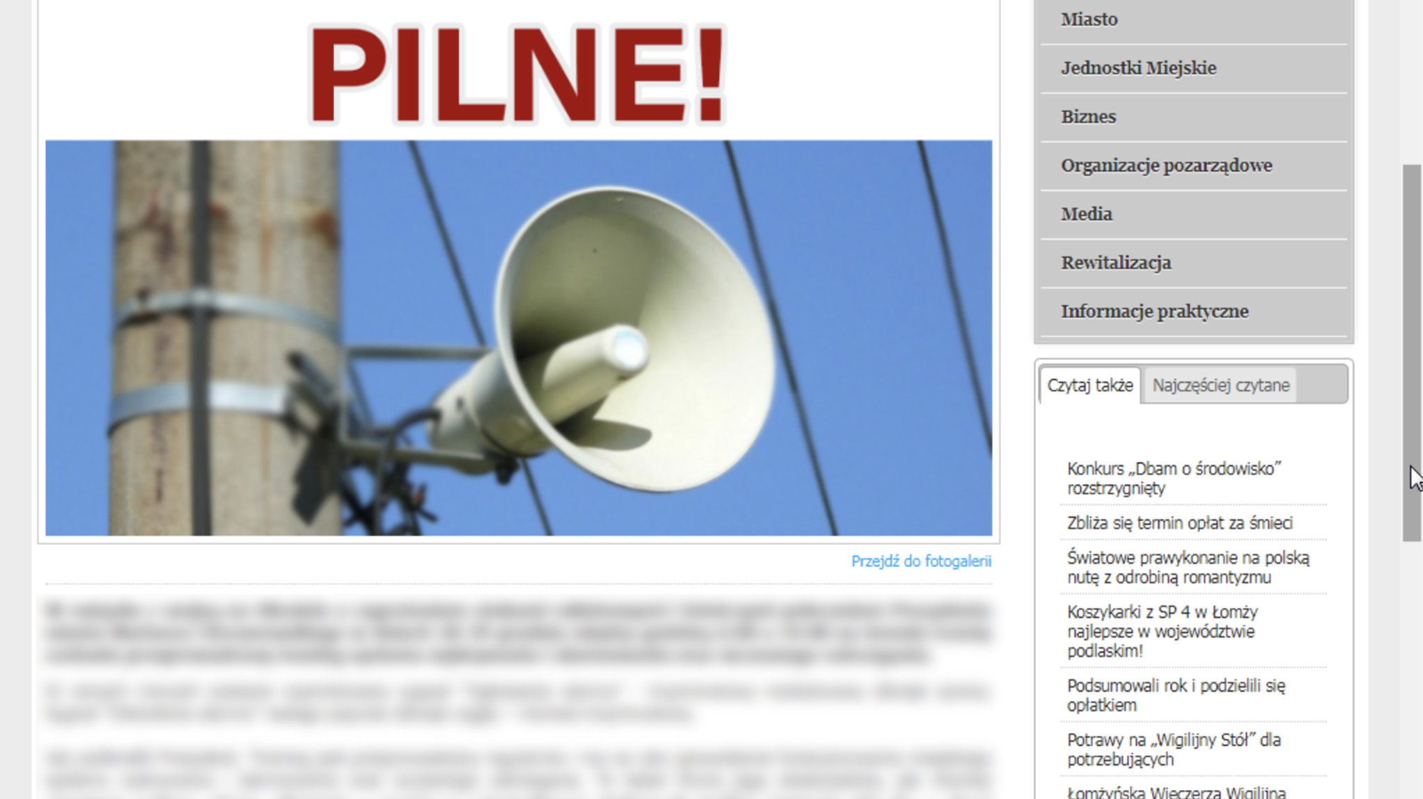 Fałszywa informacja w sieci o teście syren alarmowych w Łomży