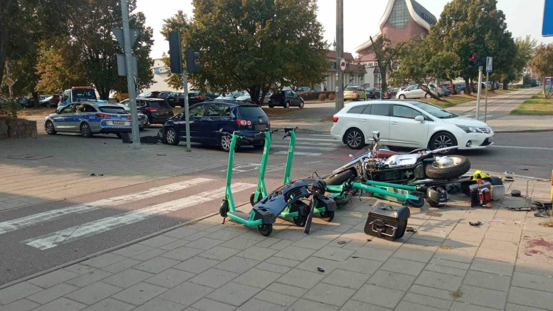 Wypadek w Białymstoku - 36-letni motocyklista trafił do szpitala