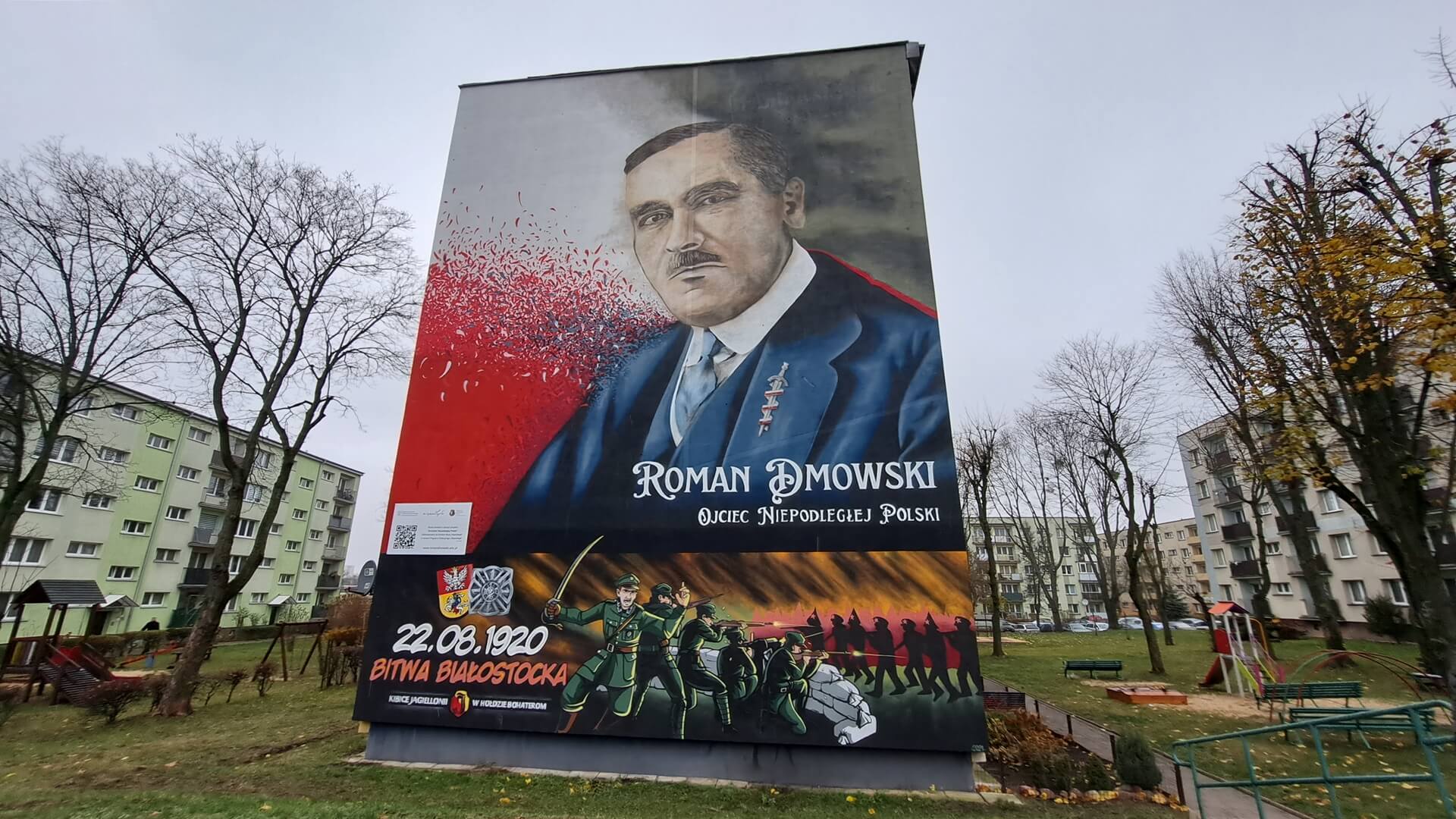 W Białymstoku powstał mural z wizerunkiem Romana Dmowskiego