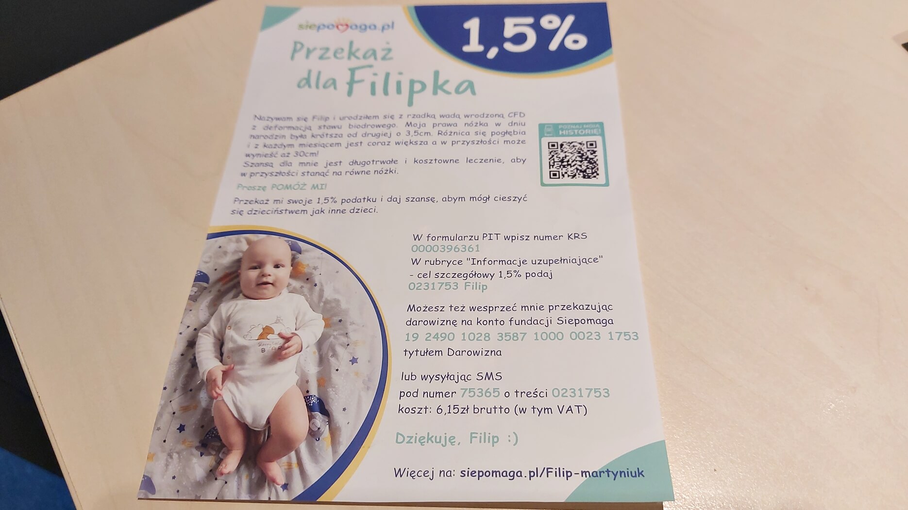 Mały Filipek potrzebuje pomocy