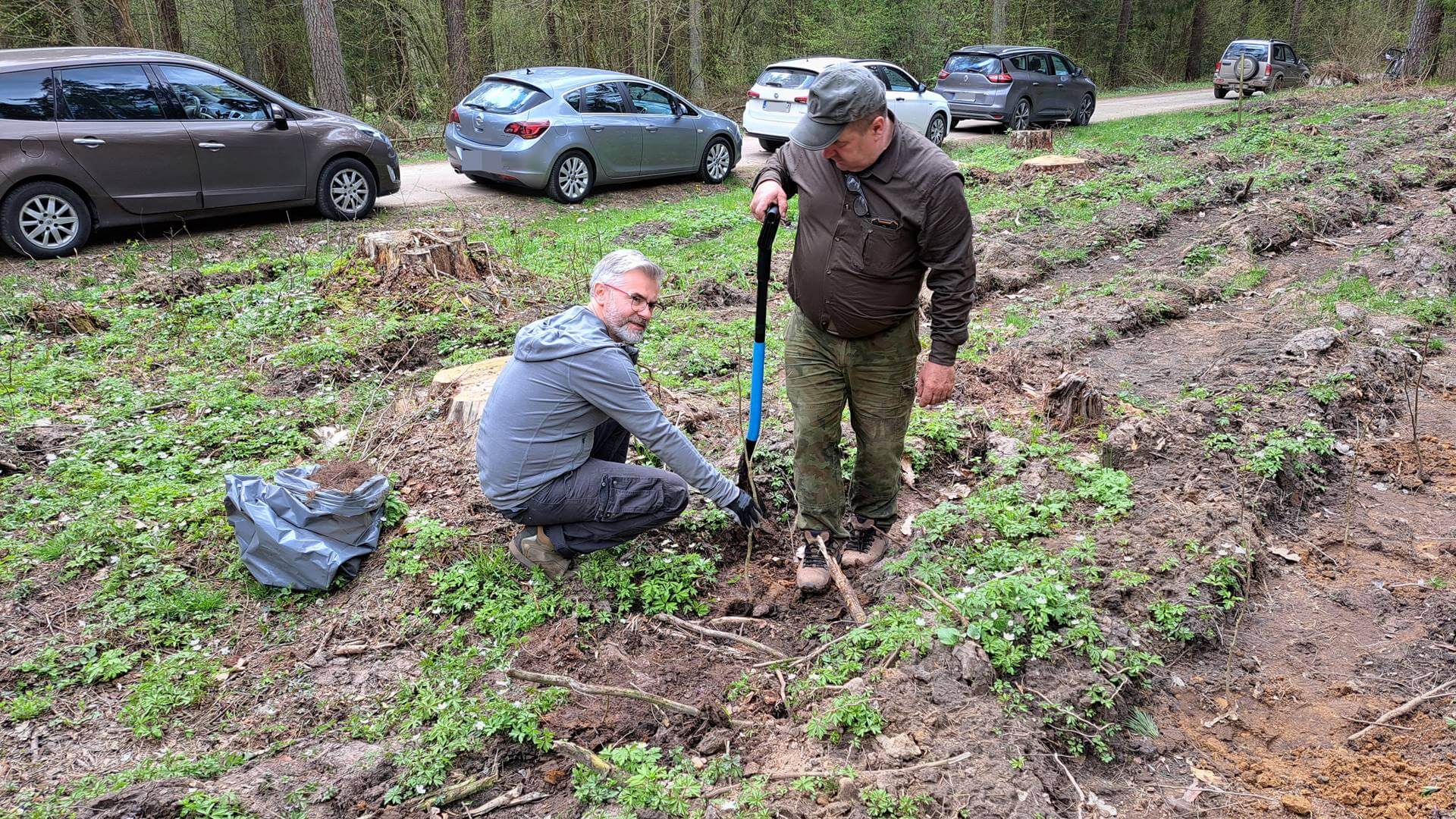 Organizatorzy i uczestnicy biegów Bison Ultra Trail posadzili w Poczopku ponad 2 tys. drzew