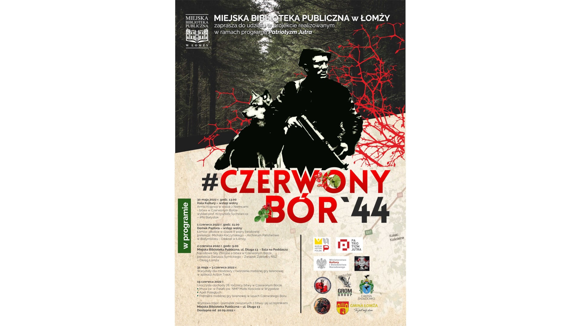 #Czerwony Bór'44 - projekt edukacyjny Miejskiej Biblioteki Publicznej w Łomży