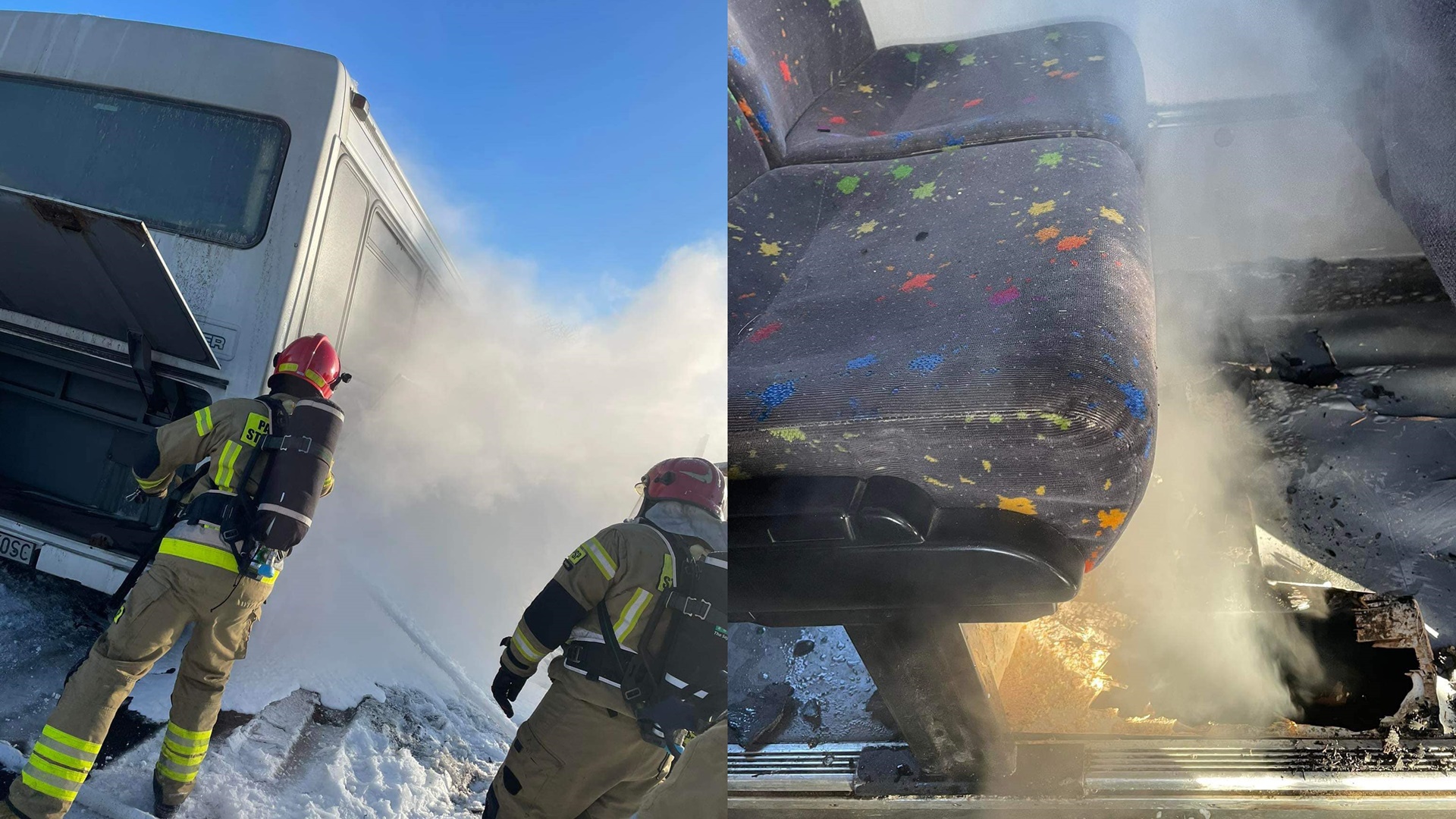 Płonął autobus przewożący uczniów w gminie Zambrów - na szczęście nikomu nic się nie stało