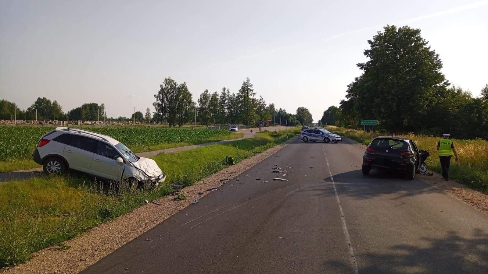 Wypadek w pobliżu Bielska Podlaskiego - doszło do czołowego zderzenia