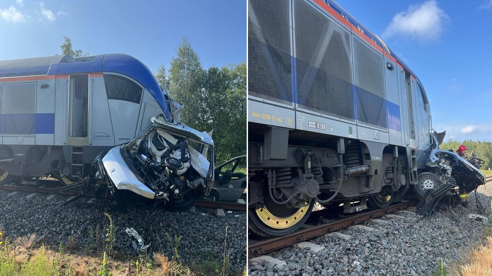 Bus zderzył się z pociągiem. Kierowca zginął na miejscu