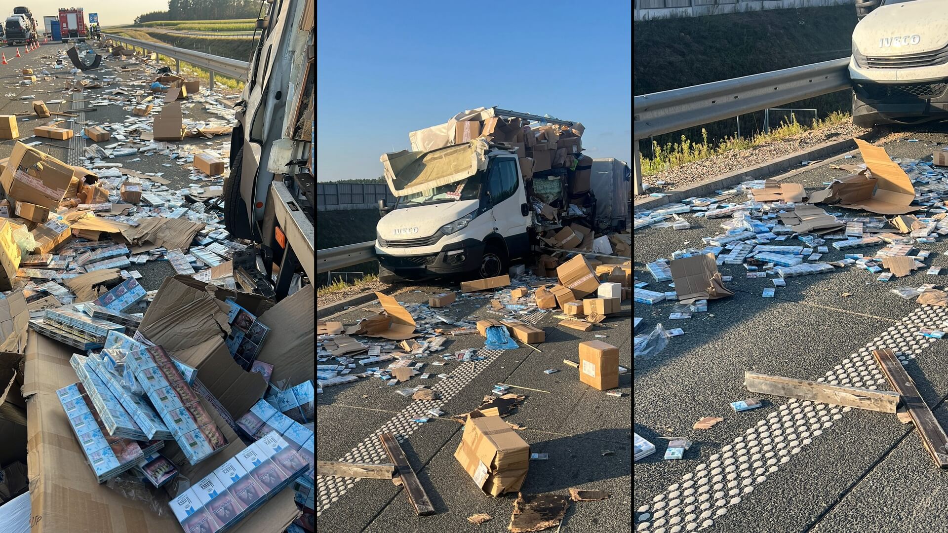 Wypadek na S61. W ciężarówkę z bydłem uderzył bus z papierosami