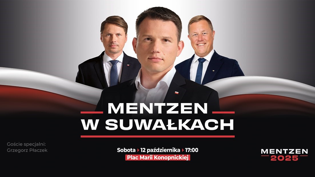 Sławomir Mentzen odwiedzi Suwałki i Augustów - opowie o swojej wizji prezydentury