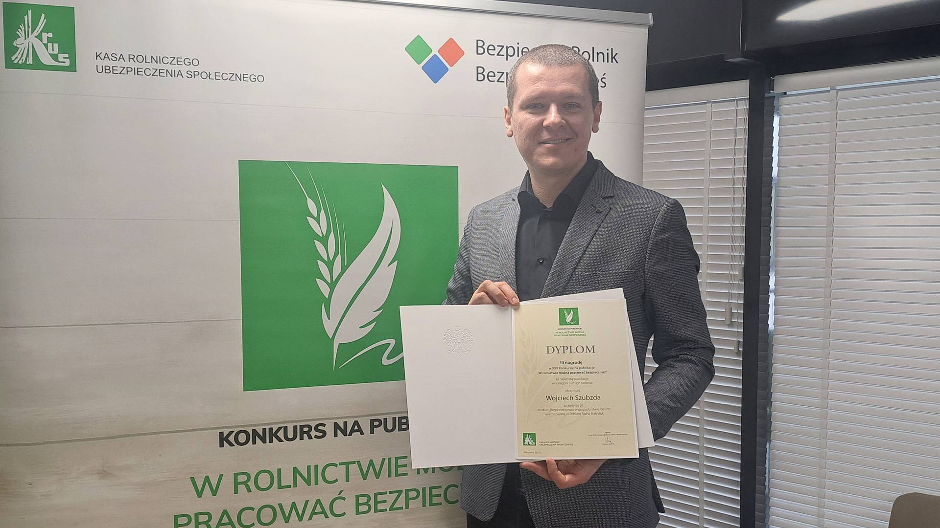 Wojciech Szubzda z nagrodą dla dziennikarzy propagujących tematy bezpiecznej pracy w rolnictwie